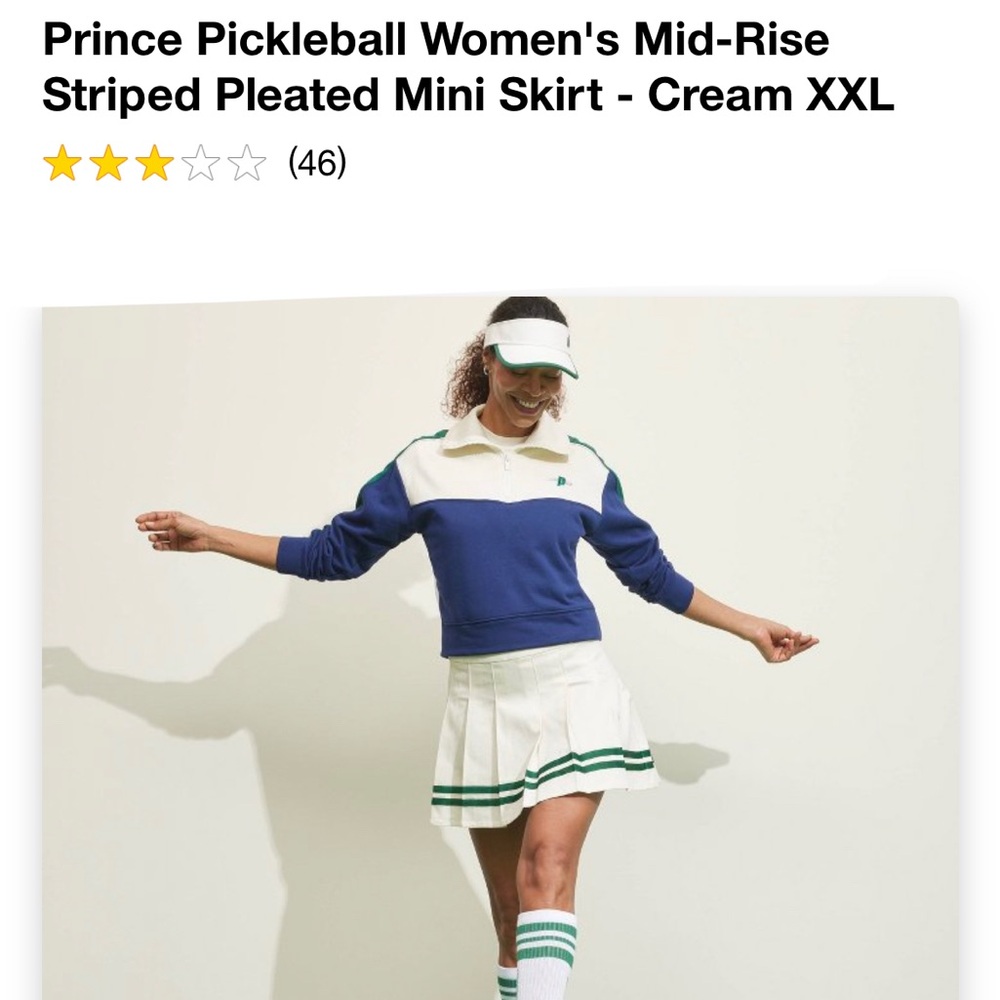 Prince Pickleball Women's Mid-Rise
Striped Pleated Mini Skirt - Cream XXL - Picture 4 of 4